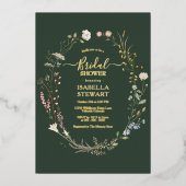 Modern Donkergroen Wildflower rustiek Vrijgezellen Folie Uitnodiging (Voorkant)