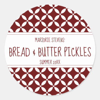 Modern Donkerrood & Wit Inblikjesetiket Ronde Sticker