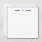 Modern donkerstaal grijs border monogram notitiekaartje (Voorkant)