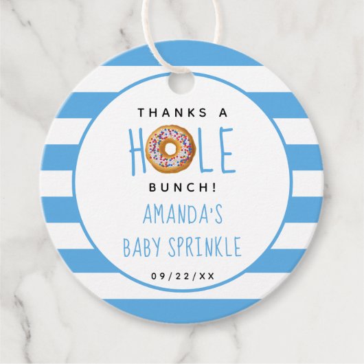 Modern Donut Boys Baby shower Sprinkle Bedankt Bedankjes Labels (Voorkant)