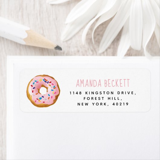Modern Donut Girls Baby shower Sprinkle Etiket (Insitu)