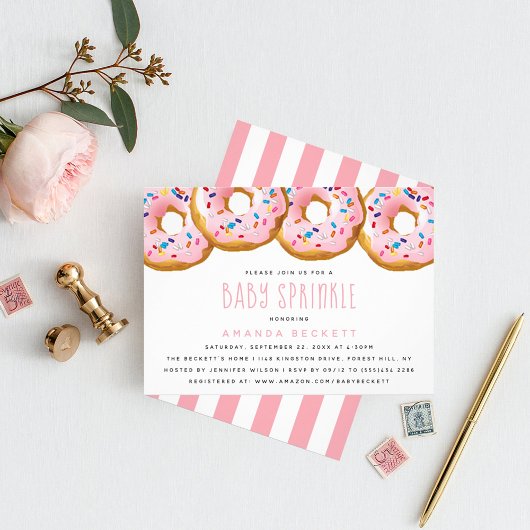 Modern Donut Girls Baby shower Sprinkle Kaart