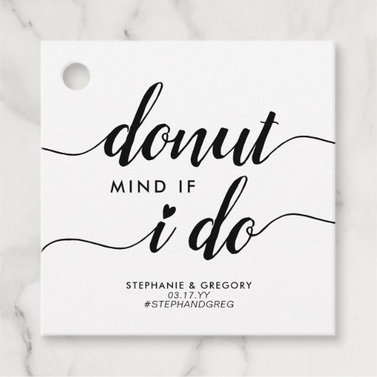 Modern Donut Mind Als ik Hart Script Bruiloft Bedankjes Labels (Voorkant)