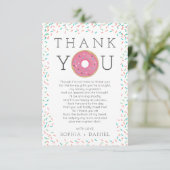 Modern Donut Sprinkles Baby shower dank u kaart (Staand voorkant)