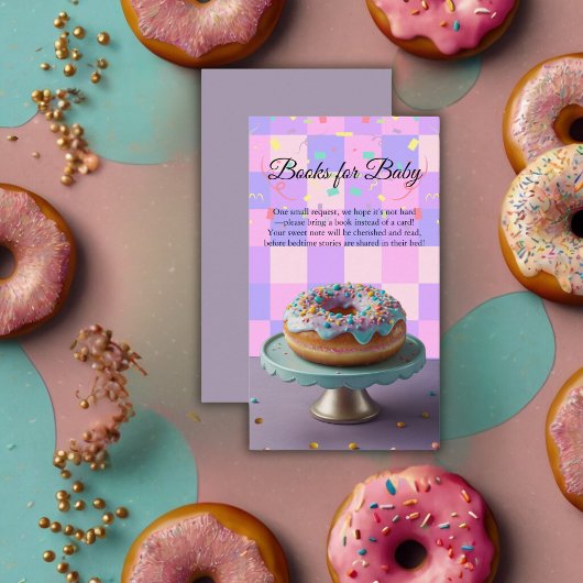 Modern Donut Sprinkles Geruit Baby shower Informatiekaartje