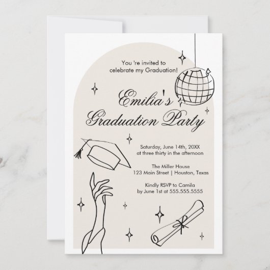 Modern doodle Graduation Invitation (Devant)
