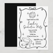 Modern doodle Graduation Invitation (Devant / Derrière)