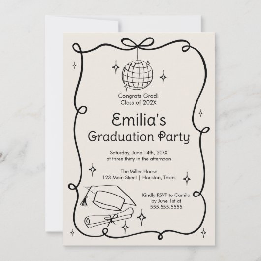 Modern doodle Graduation Invitation (Devant)