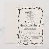 Modern doodle Graduation Invitation (Devant / Derrière)