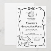 Modern doodle Graduation Invitation (Devant / Derrière)
