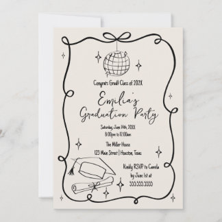 Modern doodle Graduation Invitation Kaart