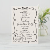 Modern doodle Graduation Invitation Kaart (Staand voorkant)