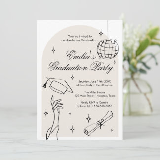 Modern doodle Graduation Invitation Kaart
