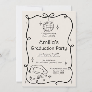 Modern doodle Graduation Invitation Kaart