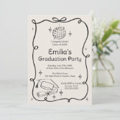 Modern doodle Graduation Invitation Kaart (Staand voorkant)
