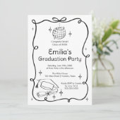 Modern doodle Graduation Invitation Kaart (Staand voorkant)