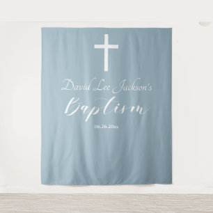 Modern Doopsel Dusty Blue Welkom Achtergrond Wandkleed