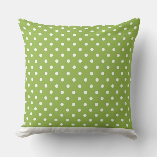 Modern Dot Pillow Green met witte Stippen CH9 Kussen (Voorkant)