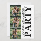 Modern Double Graduation Party Photo Collage Kaart (Voorkant)