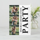 Modern Double Graduation Party Photo Collage Kaart (Staand voorkant)