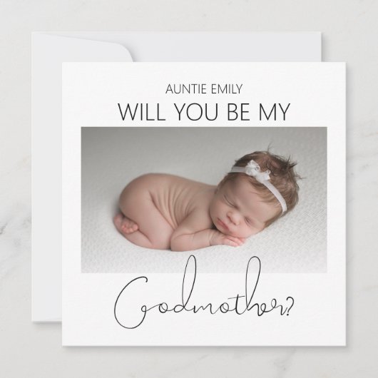 Modern Double Sided Photo Godmoeder-voorstel Kaart (Voorkant)