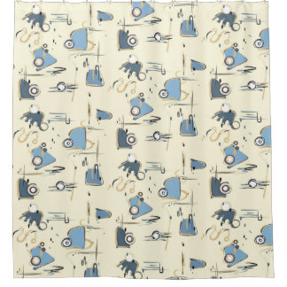 Modern douchegordijn met beige achtergrond