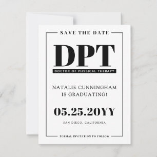 Modern DPT-Afstuderen Save the Date-Kaart Aankondiging