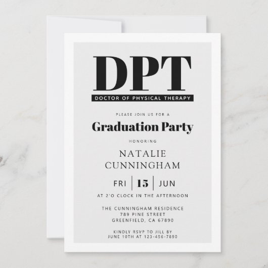 Modern DPT Doctor of Physical Therapy Afstuderen Kaart (Voorkant)