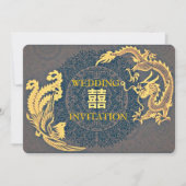 Modern Dragon-Phoenix Chinese Wedding Invitation Kaart (Voorkant)