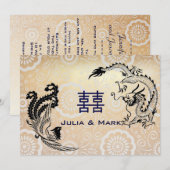 Modern Dragon-Phoenix Chinese Wedding Invitation Kaart (Voorkant / Achterkant)