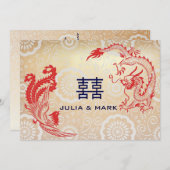 Modern Dragon-Phoenix Chinese Wedding Kaart (Voorkant / Achterkant)