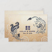 Modern Dragon-Phoenix Chinese Wedding RSVP (Voorkant / Achterkant)