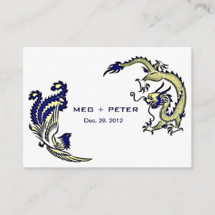 Modern Dragon-Phoenix Chinese Wedding RSVP Informatiekaartje