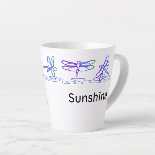 Modern Dragonfly gepersonaliseerde latte Mok (Rechterhoek)