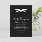 Modern Dragonfly Wedding Logo Black White Kaart (Staand voorkant)