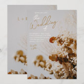 Modern Dried Floral Boho Rustic Wedding Uitnodigin Kaart (Voorkant / Achterkant)