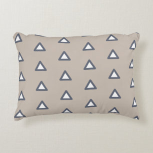 Modern driehoekspatroon Tan Blauw & Wit Geometrisc Accent Kussen