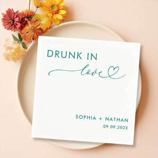 Modern Drink in liefde gepersonaliseerde bruiloft Servet