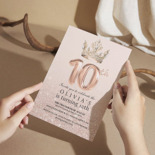 Modern Drips Roos Gold Crown 10e verjaardag Kaart