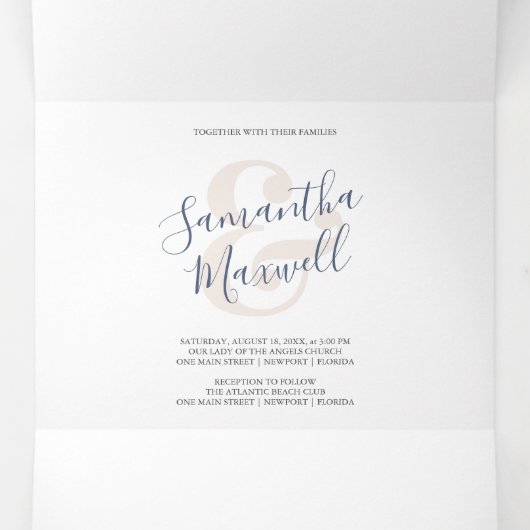 Modern drivoudig huwelijk drieluik uitnodiging (Binnenkant midden)