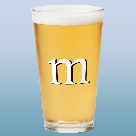 Modern Drop Shadow Monogram Initiaal Beer Glas
