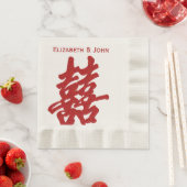 Modern Dubbel Geluk Bruiloft Servet (Insitu)