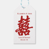 Modern Dubbel Geluk en "Liefde" Bruiloft Cadeaulabel (Voorkant)