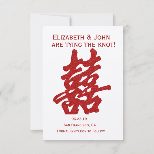 Modern Dubbel Geluk Sla de Datum op Save The Date (Voorkant)