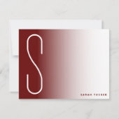 Modern Dun Monogram Donkerrood Fade Professional Notitiekaartje (Voorkant)