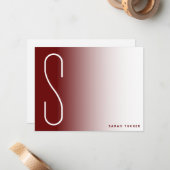 Modern Dun Monogram Donkerrood Fade Professional Notitiekaartje (Voorkant / Achterkant in situ)