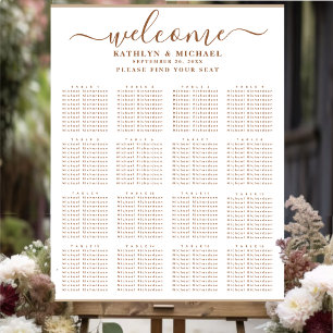 Modern Dusty Beige Simple Wedding 16Table Seating Poster