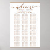 Modern Dusty Beige Simple Wedding 18 Table Seating Poster (Voorkant)