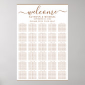 Modern Dusty Beige Simple Wedding 30 Table Seating Poster (Voorkant)
