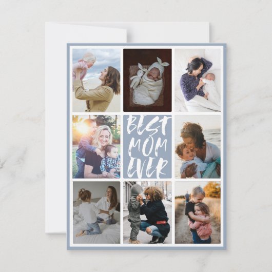 Modern Dusty Blue 8 Foto Collage Beste Mam ooit (Voorkant)